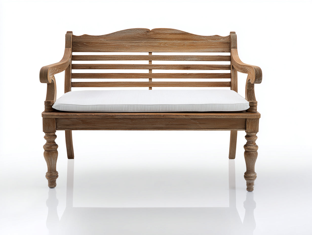 Bancos de jardín banco de madera maciza con cojín 120x65x90 cm - Natural - Estilo clásico elegante