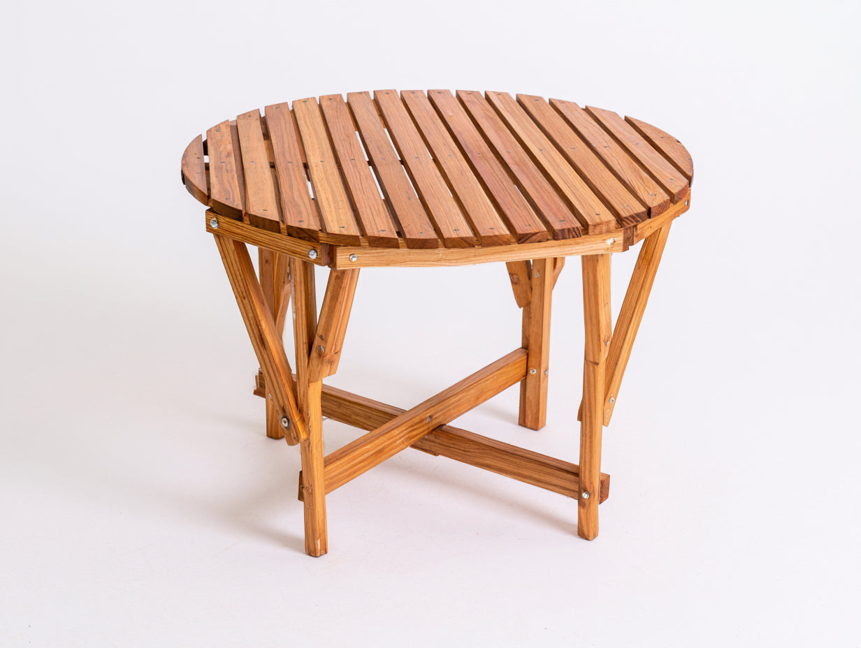 Mesas de jardín mesa redonda de madera maciza plegable 80x80x75 cm estilo rústico funcional