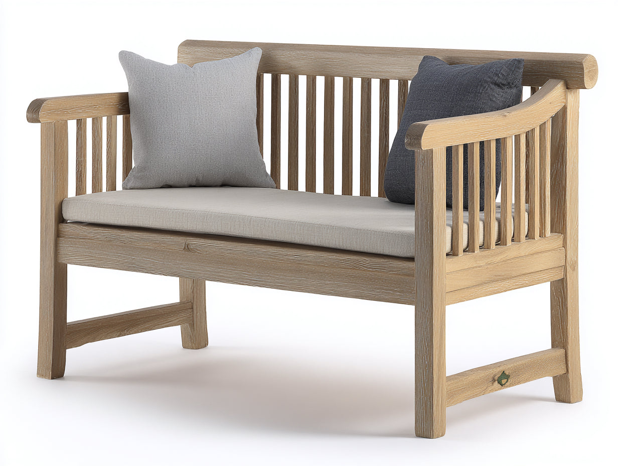 Bancos de jardín - banco de madera natural 120x60x80 cm - diseño moderno con respaldo de listones estilo nordico