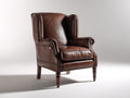 Sillones sillón de cuero marrón oscuro estilo clásico con tachuelas 85x90x110 cm diseño elegante interior