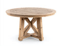 Mesas de jardín - mesa redonda de madera natural 100x100x75 cm - diseño rústico con base cruzada estilo clásico
