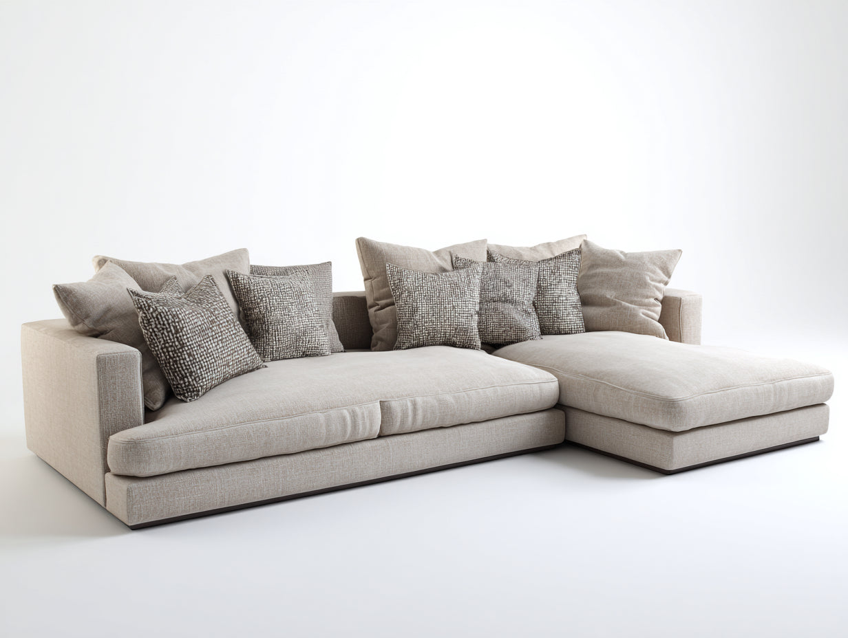 Sofás de esquina sofá en L tapizado tela 300x180x85 cm - Beige - Estilo moderno minimalista