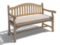 Bancos de jardín banco de madera con cojín 140x60x90 cm - Natural - Estilo clásico con respaldo curvo