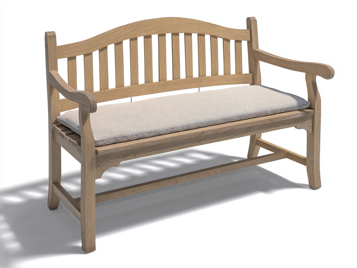 Bancos de jardín banco de madera con cojín 140x60x90 cm - Natural - Estilo clásico con respaldo curvo