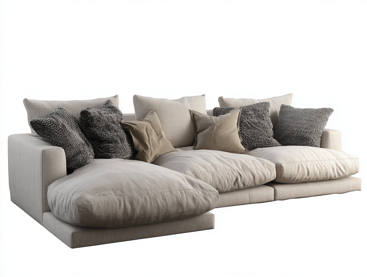 Sofás de esquina sofá modular tapizado tejido beige 320x180x85 cm - estilo moderno salón