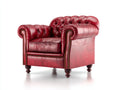 Sillones de cuero estilo Chesterfield tapizado rojo envejecido 85x90x100 cm diseño clásico con patas de madera