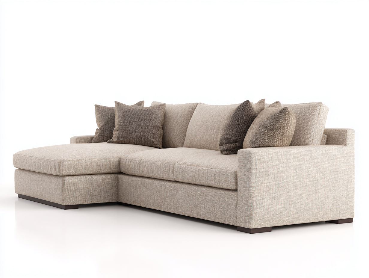 Sofás de esquina sofá en L tapizado tela 270x180x85 cm - Beige - Estilo moderno minimalista