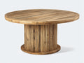 Mesas de jardín mesa redonda de madera maciza con base cilíndrica 120x120x75 cm madera natural estilo rustico exterior