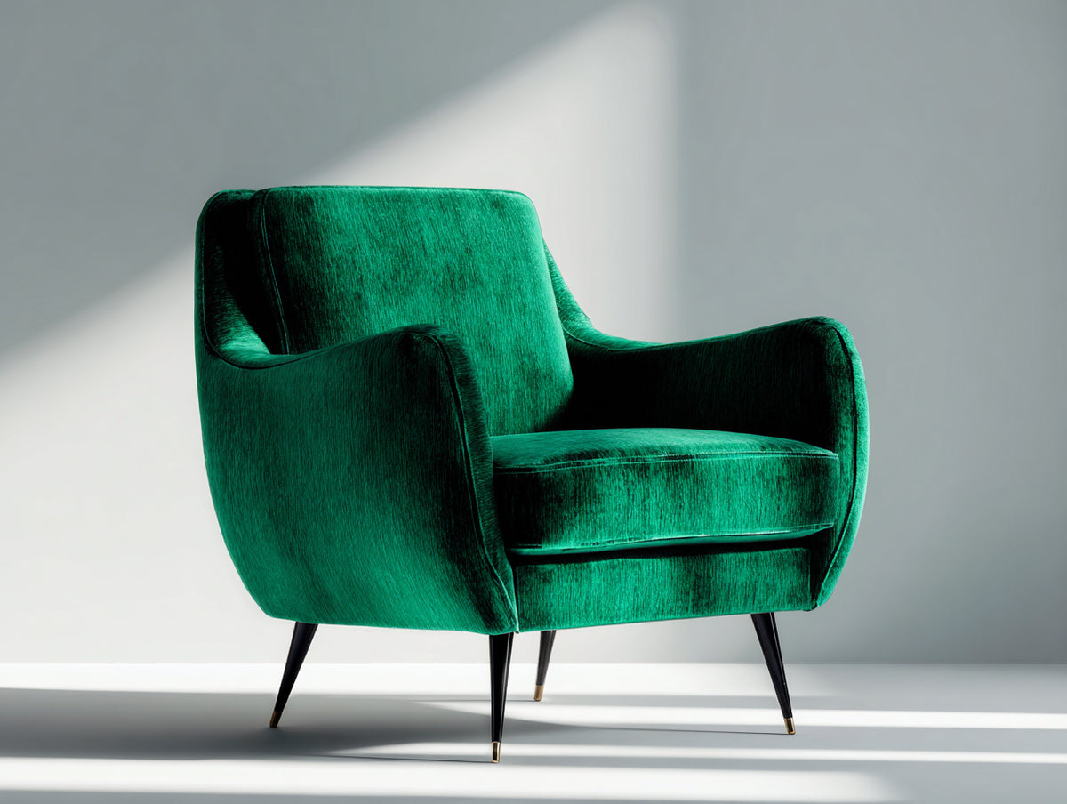 Sillones sillón individual tapizado terciopelo 75x80x85 cm - Verde esmeralda - Estilo moderno elegante