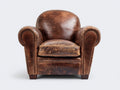 Sillones sillón individual cuero envejecido 85x90x95 cm - Marrón - Estilo vintage clásico