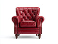 Sillones de cuero sintético rojo capitoné estilo Chesterfield con patas de madera 100x90x85 cm - clásico elegante para salón