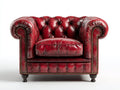 Sillones - sillón individual de cuero rojo envejecido estilo chesterfield 90x85x75 cm con diseño capitoné clásico