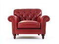 Sillones de cuero rojo estilo chesterfield capitoné 92x88x78 cm salón clásico moderno