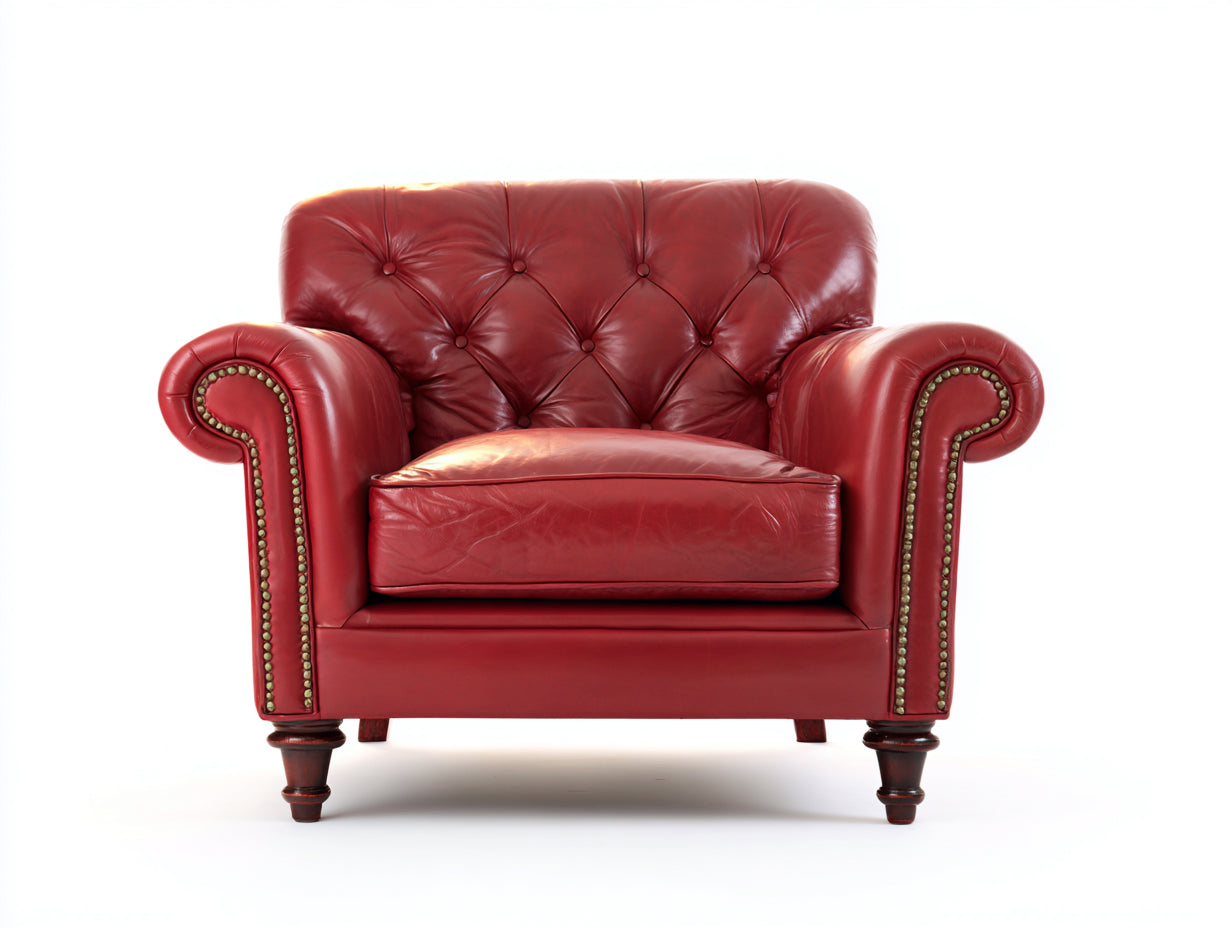 Sillones de cuero rojo estilo chesterfield capitoné 92x88x78 cm salón clásico moderno