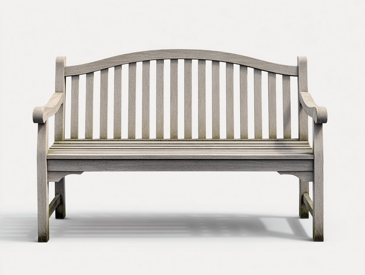Bancos de jardín banco de madera maciza con respaldo curvo 150x60x90 cm - Gris envejecido - Estilo clásico elegante